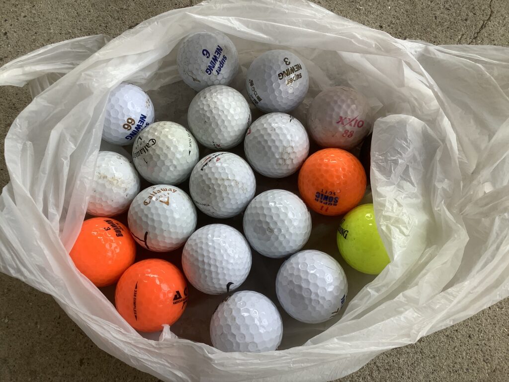 倉敷市中島で回収したゴルフボール